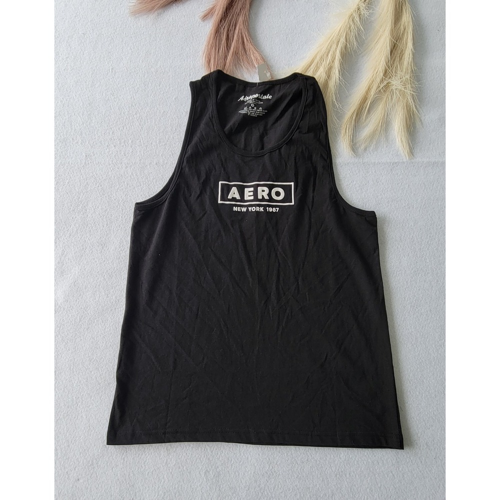 MENS AEROPOSTALE BLACK TANK‎ TOP T-SHIRT SIZE S
